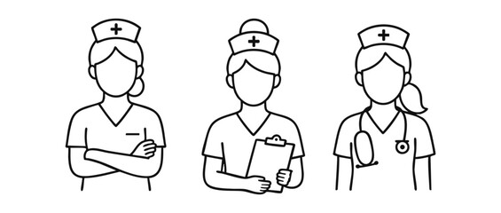 Fototapeta premium Nurse set. Set of human icons on a white background
