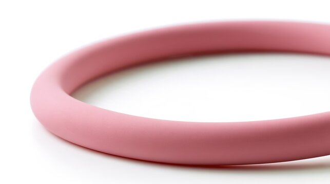 silicone. A smooth pink silicone tube curved elegantly on a white background. product launch decks, UI/UX mockups, designed for data visualization dashboards and holographic UIs.