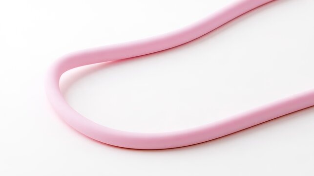 silicone. A smooth pink silicone tube curved elegantly on a white background. product launch decks, UI/UX mockups, designed for data visualization dashboards and holographic UIs.