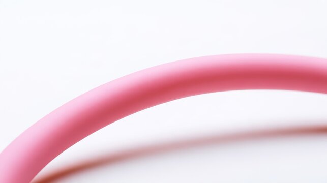 silicone. A smooth pink silicone tube curved elegantly on a white background. product launch decks, UI/UX mockups, designed for data visualization dashboards and holographic UIs.