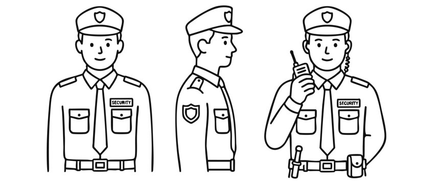 Security guard set. Set of human icons on a white background