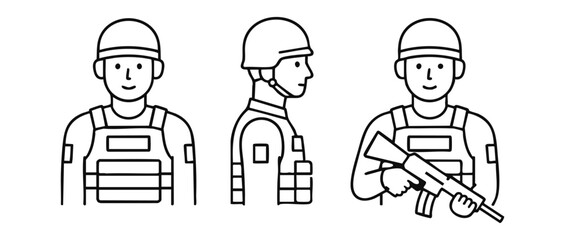Obraz premium Soldier set. Set of human icons on a white background