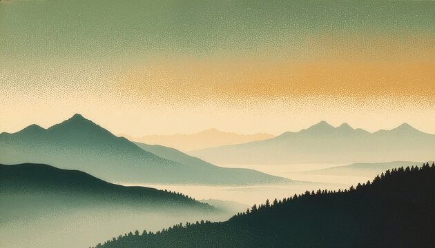 Retro Bhutan Himalayan landscape background