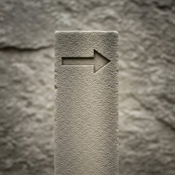 Ancient Stone Pillar With Engraved Arrow Symbol Guidance and Direction