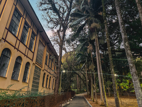 Parque da Aqua Branca, Park with old buildings in Sao Paulo, Brazil.