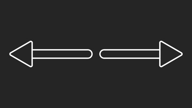 A simple animation featuring two different hollow arrows moving in opposite directions on a dark background. The animation represents the concept of decision, duality, or difference.