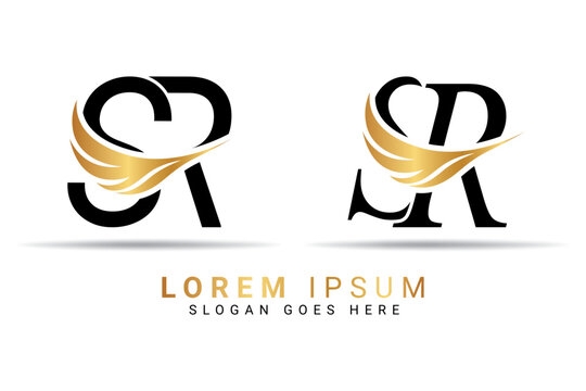 SR Gold Swoosh Monogram Logo Design Template