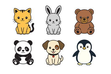 Fototapeta premium Cute Wild Animals Set and Collection