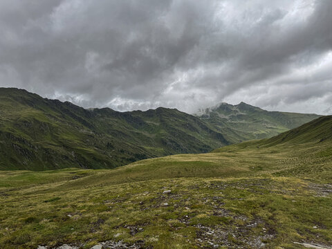 Green Mountain Landscape Under Cloudy Sky in K&ouml;nigsleiten Austria Tirol Region Summer Scenery and Hiking Destination for Travel and Tourism