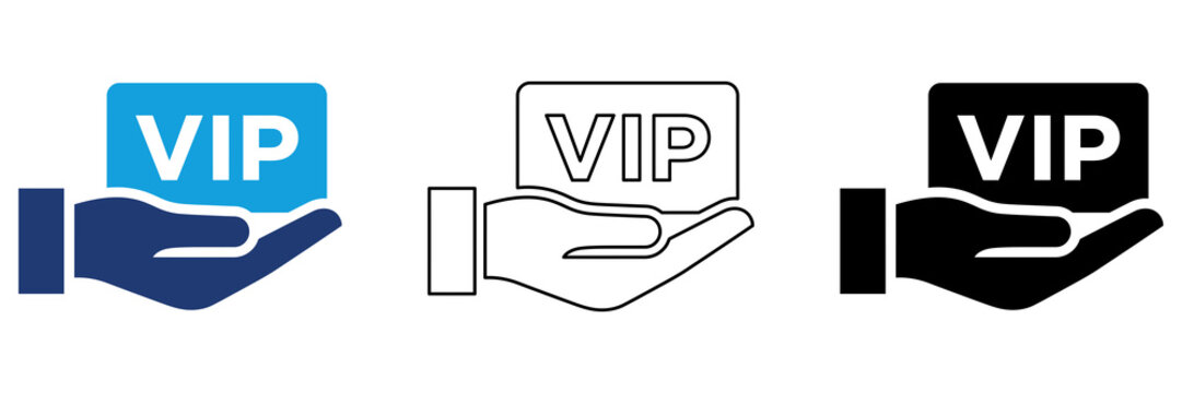 Multicolor VIP Membership Icon Set with Filled and Outline Styles for Premium Services Exclusive Access Customer Loyalty and Special Benefits Isolated on Transparent Background