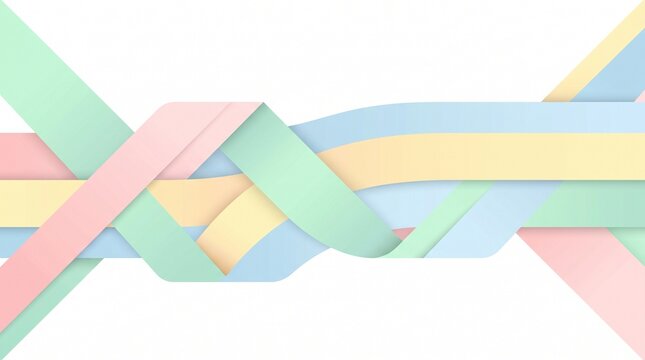 Pastel interlocking woven ribbons minimalist vector background