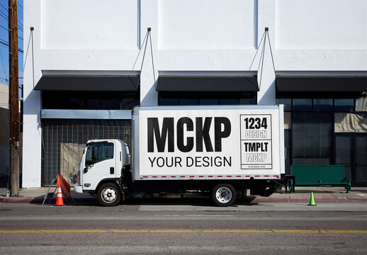 Mockup Of Customizable Horizontal Advertisement On Truck