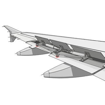 Airplane Wing Flaps and Slat System Diagram Illustration.