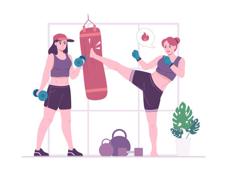 Women Kickboxing Training at Gym