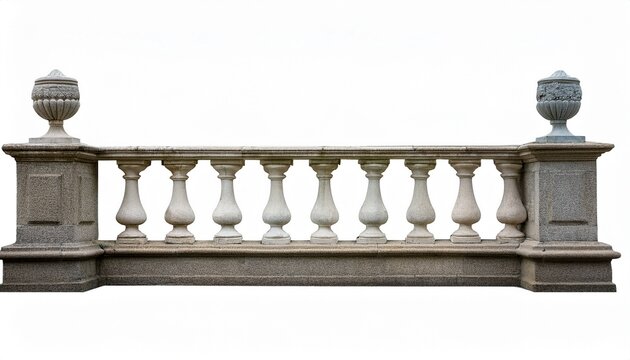 stone balustrade isolated on white background on white background