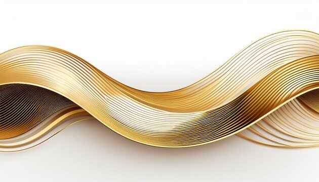 minimal gold abstract curved line wave border isolated on white background