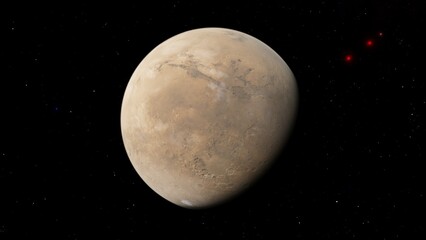 Mars Red Planet Valles Marineris 8K 3D Render in Space © Hasan