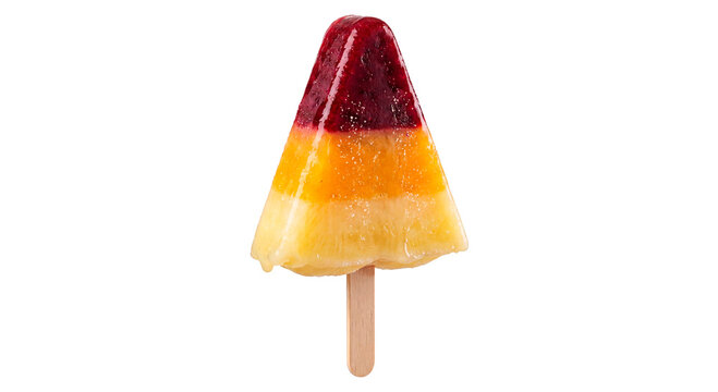 Layered red yellow and cream popsicle isolated on transparent background
