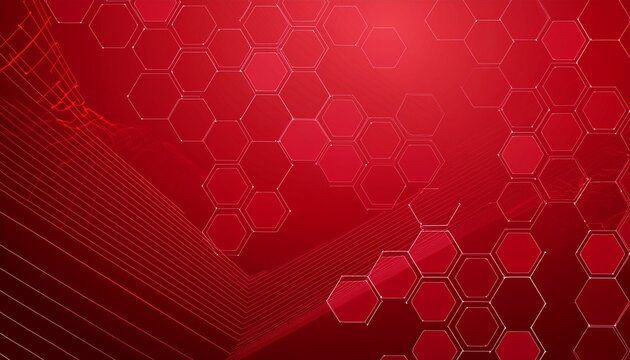 red mathematical conceptual show background with hexagonal shapes and lines
