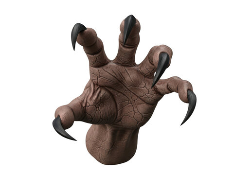 Scary monster hand with sharp black claws reaching out