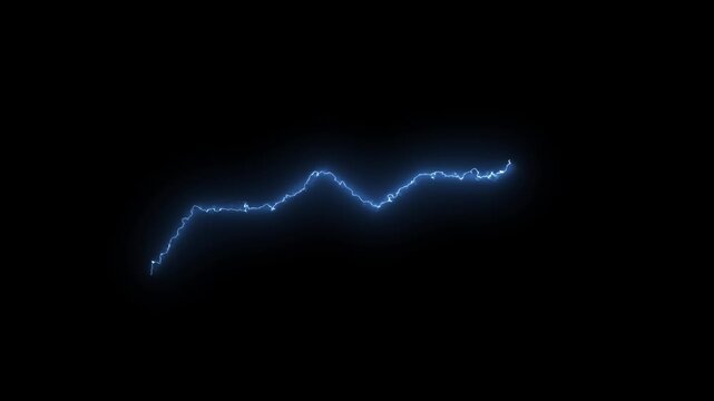 Electric blue lightning bolt strike, powerful thunder flash fx, glowing energy sparks, plasma discharge and storm shockwave, hand drawn cartoon vfx overlay on black screen, 4k