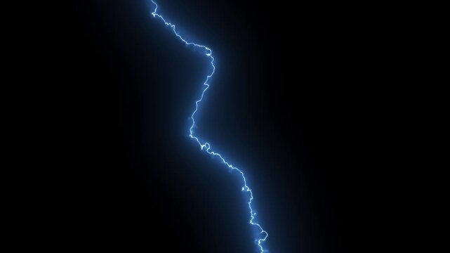 Electric lightning strike animation, blue thunderbolt flash, powerful energy burst, glowing plasma sparks, hand drawn storm fx, cartoon electricity overlay on black screen, 4k