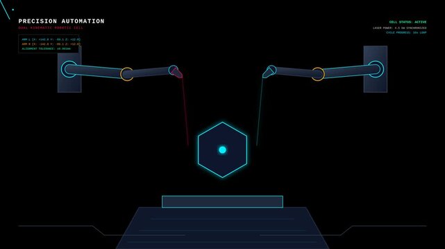 Futuristic Digital Robotic Arm System Performing Precision Assembly Tasks in Industrial Technology
