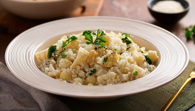 delicious healthy cauliflower rice dinner bowl high resolution picture