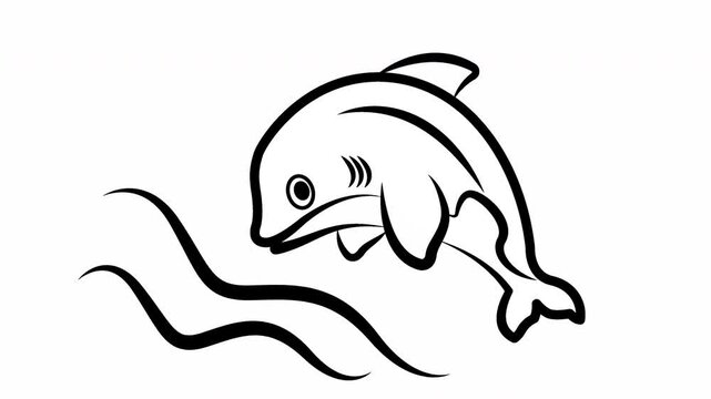 Dolphin leaping over the ocean waves swimming video animation icon