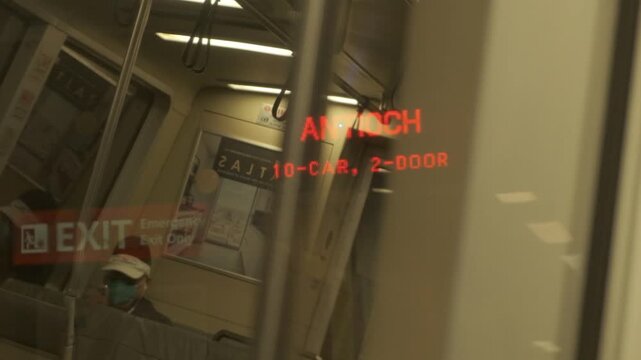 Glass reflection of Antioch BART subway station