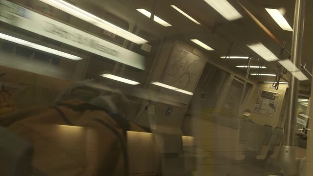 Slow Motion shot of Subway Train BART in San Francisco, California
