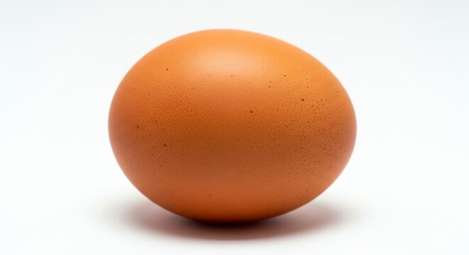 One raw organic chicken egg with a smooth brown shell resting horizontally for use in breakfast cooking recipes or baking preparation and nutritional diets requiring high quality protein food