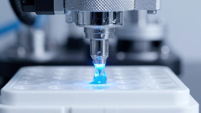 obotic automated pipetting liquid into microplate in modern laboratory research, generative AI