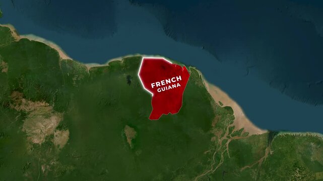 French Guiana map animation showcasing national flag on video footage