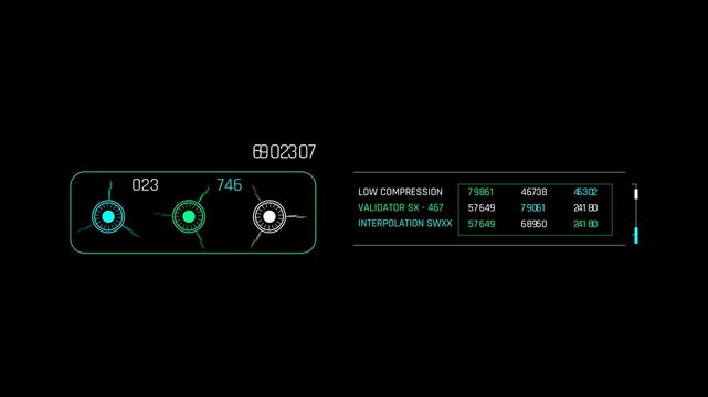 Futuristic Data Validation Monitor With Status Nodes And Numeric Tables
