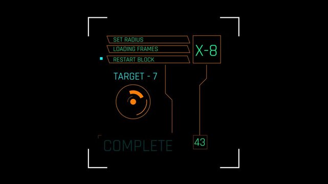Futuristic Target Status Interface With Radius Data And Complete Indicator