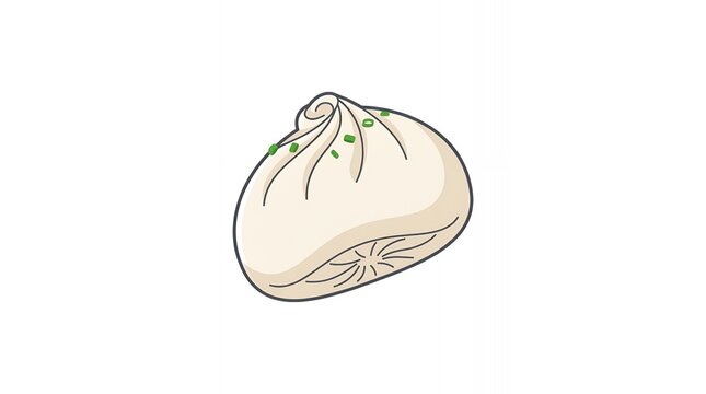 Traditional Chinese Dim Sum Baozi Bun Illustration Isolated on White Background for Asian Cuisine Menu Design