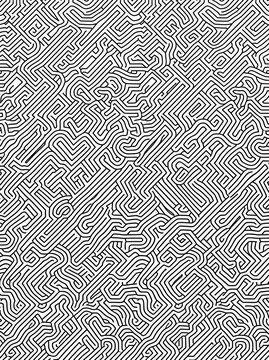 Seamless abstract black and white maze pattern, labyrinth line art background vector illustration