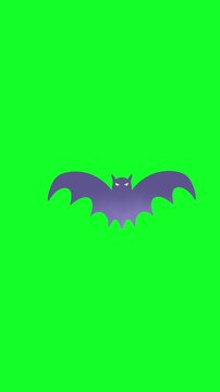 3D Animated Halloween Flying Bat with Glowing Eyes on Green Screen
