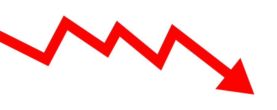 Dramatic red line graph showing a significant downward trend and economic decline