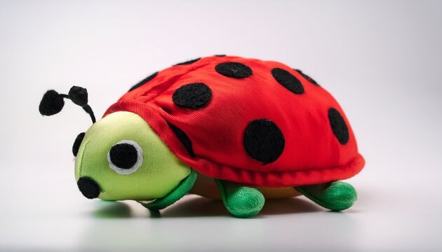 colorful ladybug plush toy on a white background