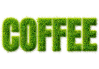 COFFEE word typography rendered in a realistic green grass texture isolated on transparent © Mahmud