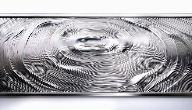 polished chrome wall panel with liquid ripple texture white background