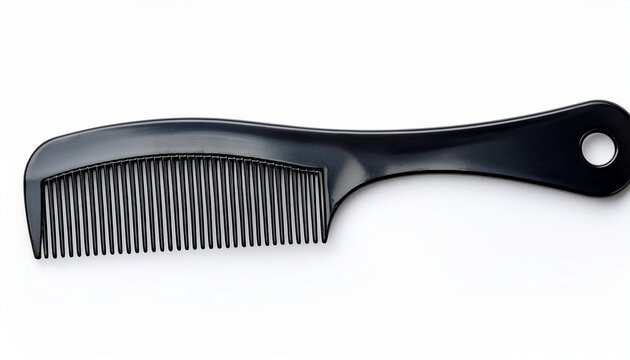 a black plastic comb isolated on white background