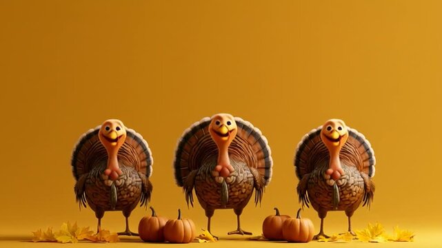 Cute Thanksgiving Family &mdash; a charming, hyper-realistic cute turkey happily dancing creating a warm and joyful Thanksgiving moment.