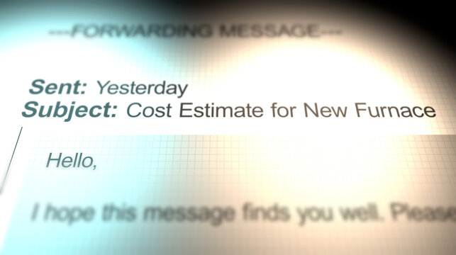 A Email Depicting a Cost Estimate for a New Furnace