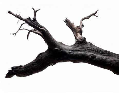 black dried old spooky dead tree branch isolated on white background white background cut out