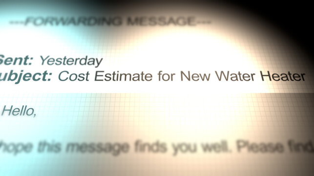 A Email Depicting a Cost Estimate for a Water Heater