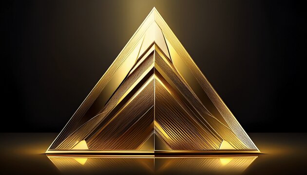 a shiny gold triangle on a black background