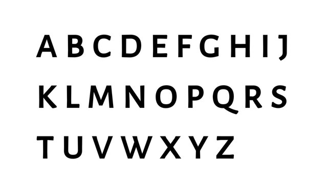 Uppercase english alphabet letter set in bold black sans-serif font